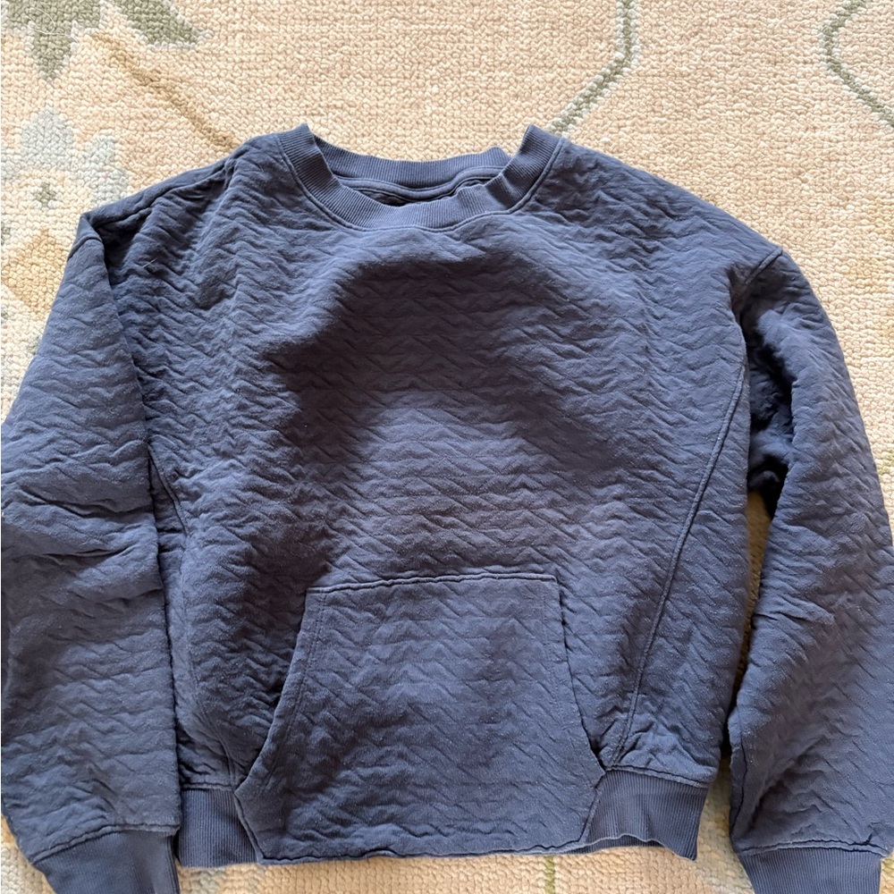 Jcrew Navy Quilted Pullover Crewneck Sweatshirt with Front Pocket
